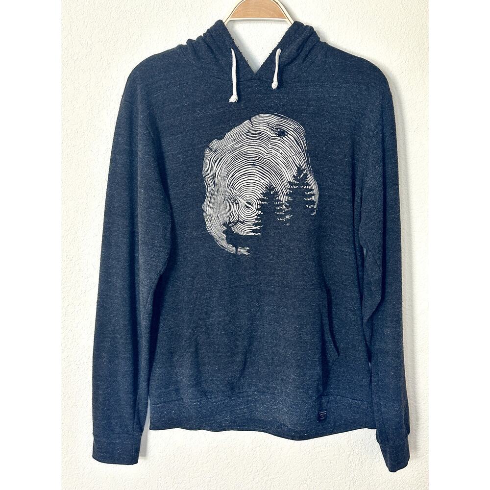 United By Blue Hoodie Unisex/Men’s M Dark Heather Gray Wood-Grain Forest Pullove